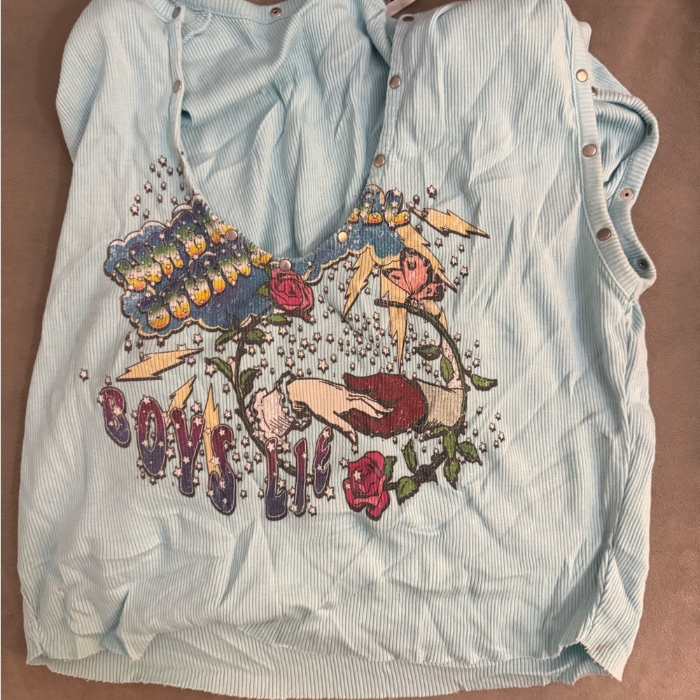 Boys Lie Sky Blue Graphic Tank Top